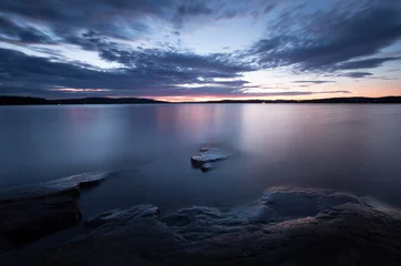 Foto op Canvas Beautiful twilight scene from a lake in sweden © Henrik Larsson