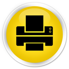 Printer icon premium yellow round button