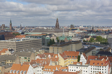 Obraz premium Copenhagen, Denmark seen from above on a sunny day