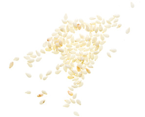 Sesame seeds on white background