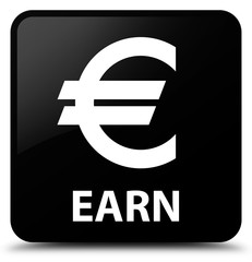 Earn (euro sign) black square button