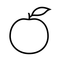 Orange citrus fruit or grapefruit with leaf line art vector icon for food apps and websites