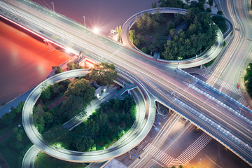 Overpass of the light trails, beautiful curves.