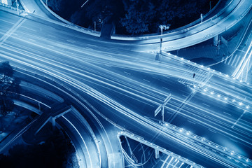 Overpass of the light trails, beautiful curves.