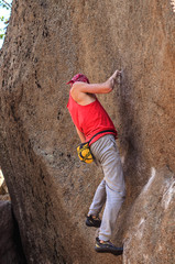 Outdoor bouldering, climbing