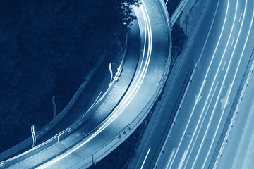 Overpass of the light trails, beautiful curves.