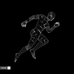 3d Running Man. Design for Sport, Business, Science and Technology. Vector Illustration. Human Body.
