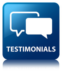 Testimonials blue square button