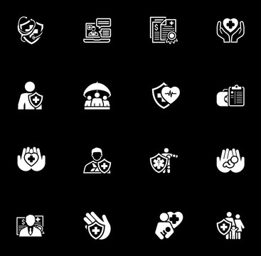 Insurance and Medical Services Icons Set.