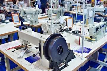Sewing workshop with threads and electric machines