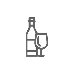 Simple bottles of wine line icon. Symbol and sign vector illustration design. Editable Stroke. Isolated on white background