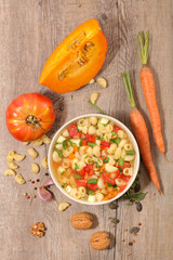 bowl of soup with vegetable and pasta