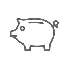 Simple piggy bank line icon. Symbol and sign vector illustration design. Editable Stroke. Isolated on white background