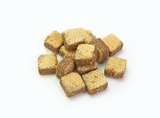 Wafers with chocolate isolated on white background.