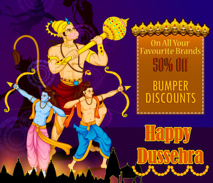 Lord Rama killing Ravana during Dussehra festival of India