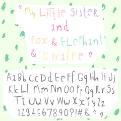 hand drawn doodle font set