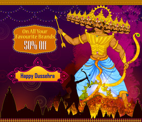 Lord Rama killing Ravana during Dussehra festival of India