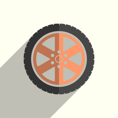 Fototapeta premium Car wheel flat icons with of shadow. Vector illustration