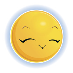 Emotions smile. yellow smiling ball on a white background. Vector illustration.