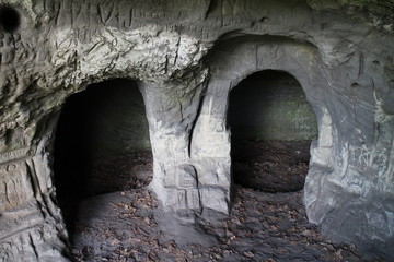 Rooms of Osemdierka hole in Štiavnické vrchy, Slovakia 