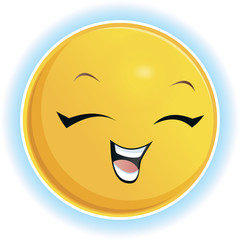 Emotions of laughter. yellow laughing ball on white background. Vector illustratio