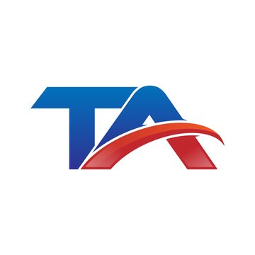 modern vector initial letters logo swoosh ta red blue