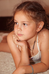 portrait of cute little girl with pigtails © korobula