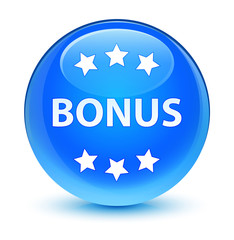 Bonus icon glassy cyan blue round button