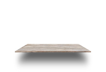 Wooden shelves isolated on white background,Clipping Path.