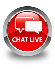 Chat live glossy red round button