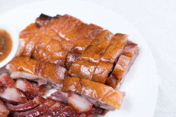 nice serving of bbq ribs on cutting board