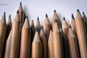 Abstract background of pencils with selective focus limited pencil.
