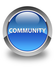 Community glossy blue round button