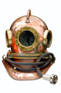 Metal helmet of the diver.