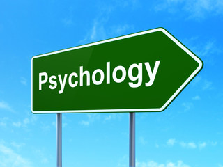Medicine concept: Psychology on road sign background