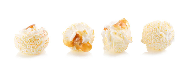 close-up popcorn isolated on a white background