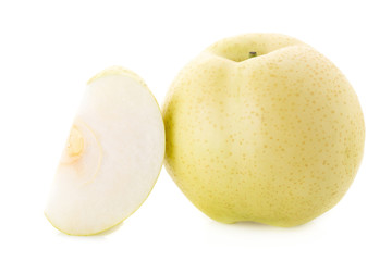 Chinese pear and Sliced isolated on a whate background