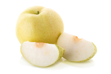 Chinese pear and Sliced isolated on a whate background