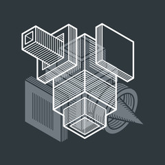 3D design, abstract vector dimensional cube shape.