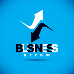 Vector upward trend of business development. Corporate abstract logo, boost up arrow. Company increasing  concept.