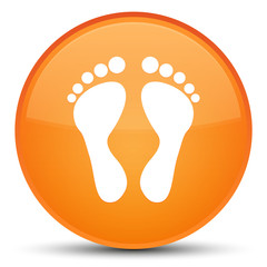 Footprint icon special orange round button