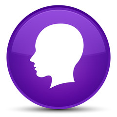 Head female face icon special purple round button
