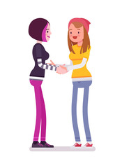 Young women handshaking