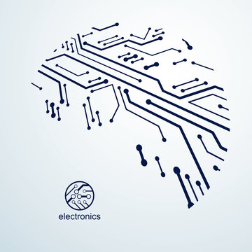 Futuristic cybernetic scheme, vector motherboard illustration. Digital element, circuit board. Technology innovation abstract background