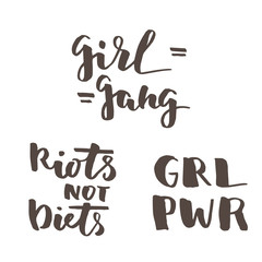 Feminist lettering quotes set