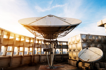 picture of parabolic satellite dish space technology receivers
