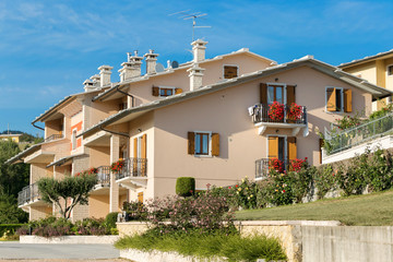 Fototapeta premium Cescatto, Italy - August 22, 2017: House with patio from the mountain village of Italy.