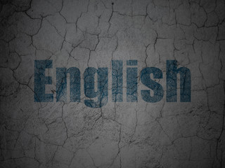 Learning concept: English on grunge wall background