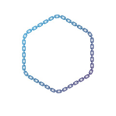 Fototapeta premium Victorian art vector hexagonal frame with blank copy space created using stylish chain decoration. Heraldic template illustration.