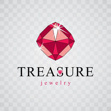 Vector precious decorative element, polygonal. Luxury diamond sign emblem, logotype. Brilliant jewelry illustration.